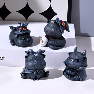 Adorable figurine de chat démoniaque en résine, thème Halloween, pour décoration de salon, cadeau de fête de déménagement, artisanat pour la maison - Product Image 1