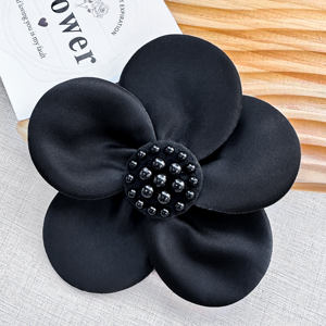 ผ้าซาตินสีขาวสีดำ3D แผ่นปะติดไข่มุกสำหรับงานตัดเย็บชุดกระโปรงกระเป๋างานฝีมือแบบ DIY และอุปกรณ์ตกแต่งเสื้อผ้า - Product Image 2