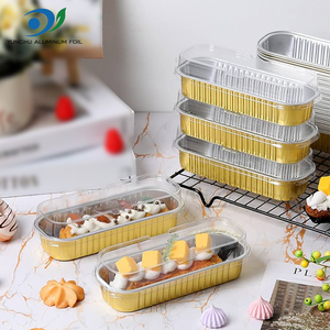 200ml 300ml Rectangular Colorful Mini Loaf Baking Pans Recyclable Disposable Aluminium <strong>Foil</strong> Cake <strong>Container</strong> With Plastic Cover - Product Image 3