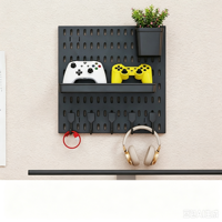 Kit d'organisation mural avec panneau perforé en plastique PP rigide, crochets, étagères et accessoires pour le bricolage à domicile