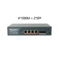 Conmutador POE de 4 puertos 4*1000Mbps + 1*1000Mbps Uplink RJ45 + 1 * Conmutador de red SFP Gigabit 48V 65W 802. 3AF/AT Rack Ethernet Switch