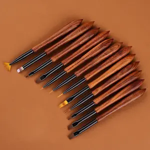 High Quality Wood Handle Nail Brushes Acrylic Application Nail Extension Carving Professional Nail Art Brushes