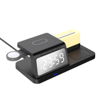Oplaadstations Met Nachtlampje Wekker Slimme Lamp Met 15W Multifunctionele Draadloze Oplader Voor Telefoonhorloge Oordopjes