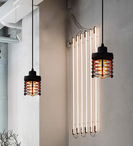 Amerikanische Retro industrielle zylindrische hohle Einzel kopf Home Metall Lampen schirm E27 dekorative Pendel leuchte für Restaurant - Product Image 2