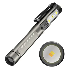 Reusable Portable LED Flashlight Medical First Aid Pen Light Torch Lamp  With Pupil Gauge Measurement Doctor Nurse Diagnosis Pen