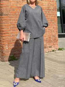 Traje Deportivo Casual de Manga Larga para Mujer, Talla Grande, Color Sólido, Holgado, para Primavera y Otoño, Venta al por Mayor - Product Image 6