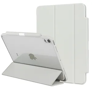 Case Voor Ipad Pro 12.9, 5e/4e/3rd Generatie Met Houder Slanke Pu Clear Shell Smart Trifold Stand Beschermende Tafel Dekken