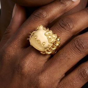 Anello UWIN personalizzato a forma di pepita HK in acciaio inossidabile placcato oro PVD, anello resistente con carattere per donna, misura regolabile, anello a forma di gatto - Product Image 2