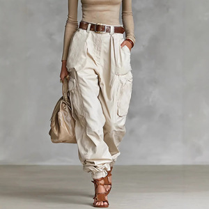 <span class=keywords><strong>Pantaloni</strong></span> <span class=keywords><strong>Cargo</strong></span> da <span class=keywords><strong>Donna</strong></span> Streetwear con Tasche Multiple, Vestibilità Ampia, Gamba Larga, Casual, Vita Alta, Stile Hip Hop Punk Harajuku - Product Image 4