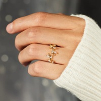 Bague délicate en argent 925 plaqué or 18 carats avec zircon en forme de feuille et de branche, zircon cubique taille marquise, bagues fines