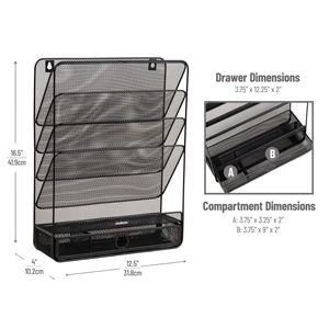 Portariviste <span class=keywords><strong>da</strong></span> Ufficio Multifunzionale a 5 Ripiani, Espositore <span class=keywords><strong>da</strong></span> <span class=keywords><strong>Parete</strong></span> A4, Portadocumenti in Metallo per Ufficio e Casa - Product Image 3