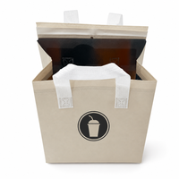 Sac isotherme à motif tasse de café, en non-tissé avec doublure en feuille de PP, sangle blanche, personnalisation de marque, sac à emporter, directement de l'usine