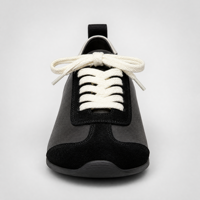 Baskets rétro en cuir suédé pour femmes, chaussures décontractées vintage à lacets contrastés et semelle plate