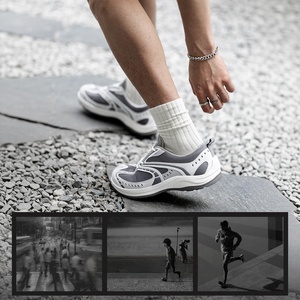 Grey retro jogging <b>shoes</b> <b>men</b> summer mesh breathable <b>lightweight</b> sports <b>shoes</b> versatile <b>for</b> both commuting casual running - Product Image 2