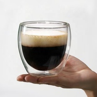 Lot de 6 tasses populaires en verre à double paroi de 80 ml – Mugs mignons pour café, boissons, bière et thé – Ensemble de tasses personnalisables