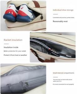 Sac de padel personnalisé en PU léger de luxe, grande capacité, 2-en-1, multifonctionnel, rétro, sac de tennis pour homme et <span class=keywords><strong>femme</strong></span>, sac de <span class=keywords><strong>raquette</strong></span> de badminton - Product Image 3