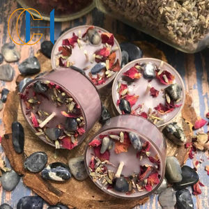 C & H Lot de 4 bougies à <span class=keywords><strong>intention</strong></span> de fleurs sèches en cristal pour rituels et autel - Product Image 2