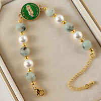 Bracelet en fausses perles avec médaille de la Vierge Marie, bijoux religieux catholiques en or, cadeau pour femmes