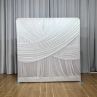 Nouveau support de toile de fond 8x8 pieds pour mariage, blanc, en alliage d'aluminium, pour photomaton, toile de fond personnalisée pour fête, en vente