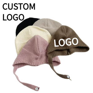 <span class=keywords><strong>Bonnet</strong></span> tricoté uni pour bébés garçons et filles, idéal pour les voyages, protection des oreilles, chaud, automne-hiver - Product Image 1