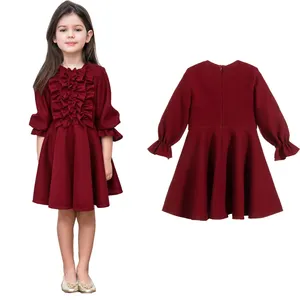 Ruffle high quality girls dress baby clothes winter