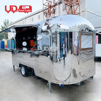 Chariot de restauration mobile vintage en acier inoxydable pour barbecue, popcorn et burgers - Remorque alimentaire en acier inoxydable