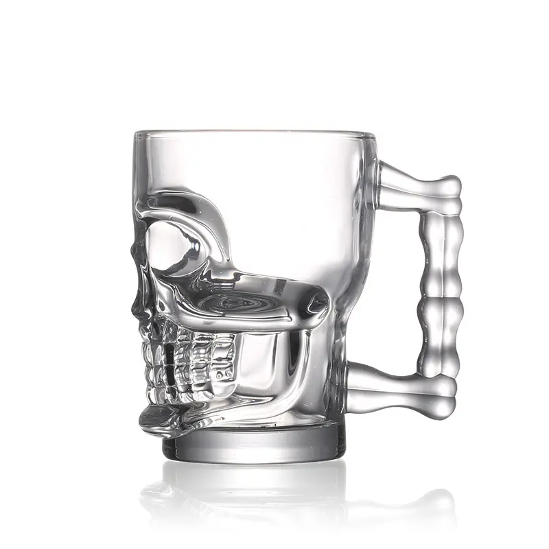 Wholesale 500ml Skull Beer Drinking Glasses Mug with Handle