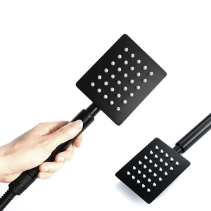 Juego de ducha Kits de grifos de baño Juego de ducha de lluvia Grifo mezclador Ducha Negro Montado en la pared Moderno - Product Image 4