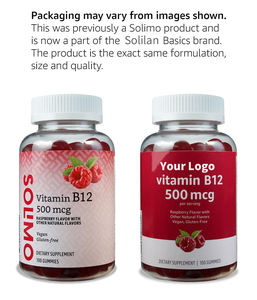 100 Count <strong>Vitamin</strong> <strong>B12</strong> 500mcg Gummy Candy for Teenagers-Solilan Brand Energy Production &amp; Metabolism Support Raspberry Flavor - Product Image 4