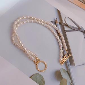 2025 Zhuji Women's Classic 14K <b>Gold</b> OT Buckle Stacked <b>Bracelet</b> 3-4mm 3-Layer Freshwater Rice & <b>Pearl</b> Simple Design - Product Image 2