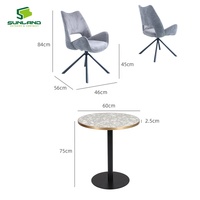 Ensemble de salle à manger 4 pièces d'intérieur très demandé : Table en terrazzo durable avec chaises rembourrées souples, idéal pour l'hôtellerie, la restauration, les cafés et les bistrots