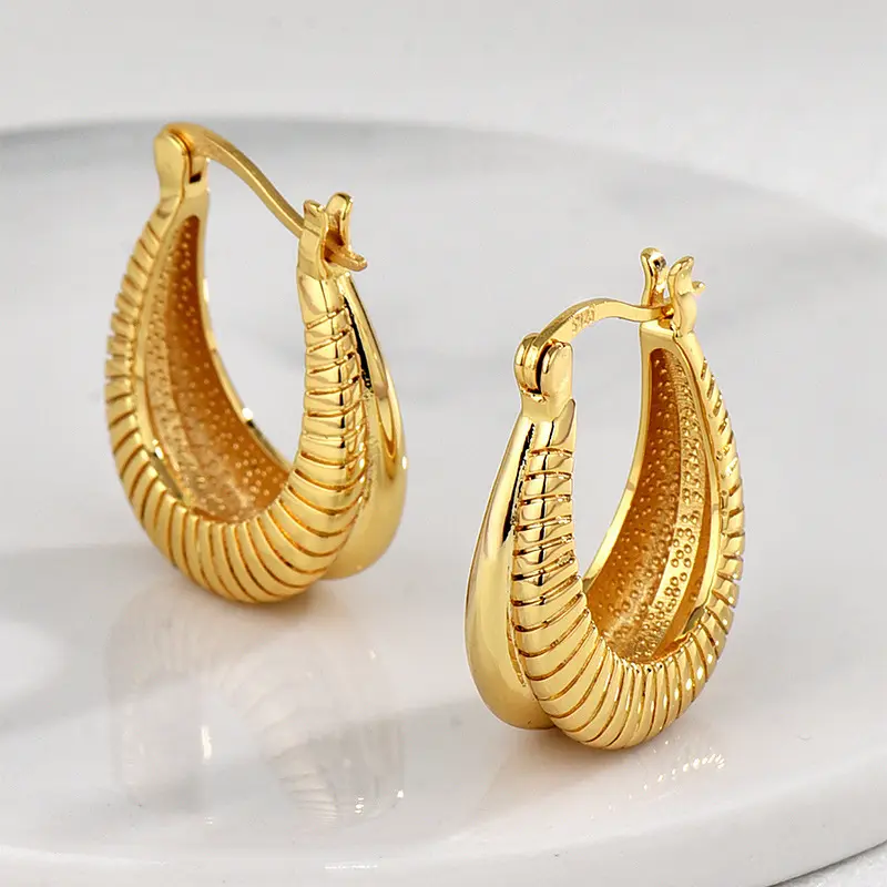 Wholesale Trend Earrings Women Fashion Personality Gold Plated Creative Asymmetric Earrings Glossy Hollow Large Hoop Earrings