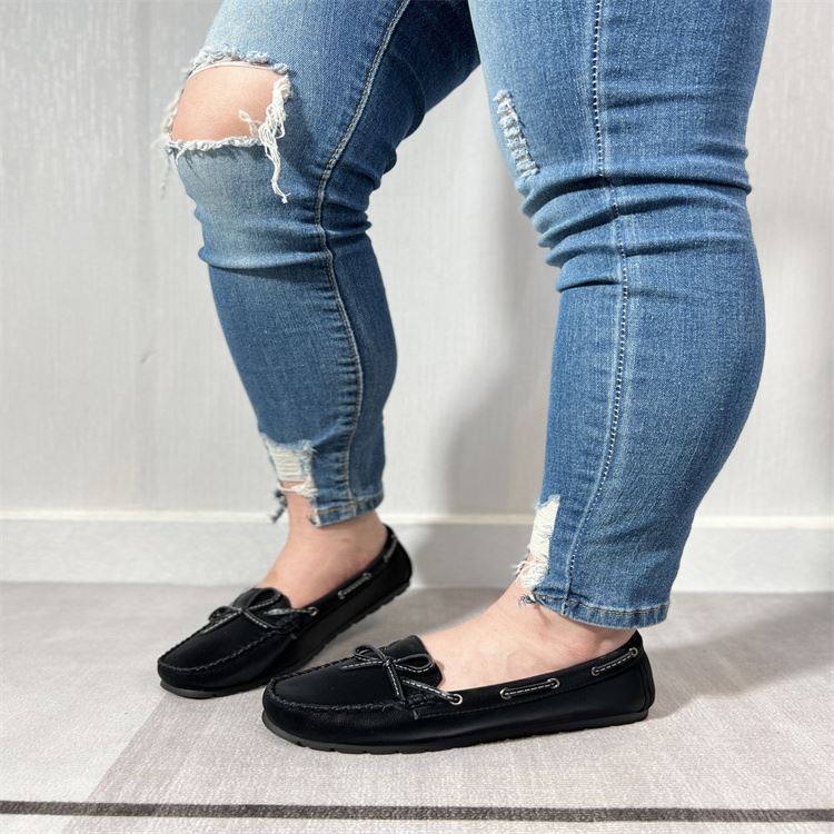 Mocassins Femme Cuir Confortables - Chaussures Plates Avec Lacets Style Sporty