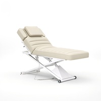 Table de massage électrique de luxe moderne à 3 moteurs, relevable, en cuir PU, avec cadre en acier inoxydable, réglable, haute densité