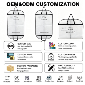 Sac de transport pour vêtements en non-tissé avec logo personnalisé, housse anti-poussière pour costume, double poignée, rangement de voyage pour robe de mariée, vente en gros OEM - Product Image 3