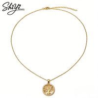 Collier pendentif Arbre de Vie plaqué or 14 carats avec incrustation de zircon, bijou tendance pour femme, à porter au quotidien, idéal comme cadeau