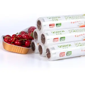 Rollo de Película Elástica de PE Personalizable para Cocina, Sello de Grado Alimenticio, Moldeo por Inyección, Lámina de Plástico para Almacenamiento de Alimentos Frescos