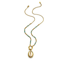 Collier ras du cou pour femme en acier inoxydable avec pendentif coquillage naturel et perles, style sportif et élégant, luxe léger et haut de gamme