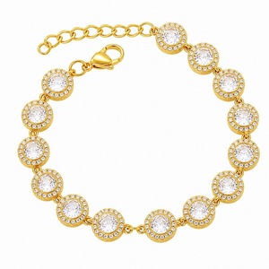 Bracciale Tennis <span class=keywords><strong>con</strong></span> Gemme Multicolore Incastonate a Lunetta Rotonda in Acciaio Inossidabile 316L Placcato Oro 18K PVD Ipoallergenico - Product Image 6