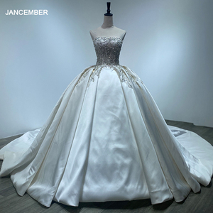 Nouvelle Robe de Mariée Simple Sans Bretelles avec Plis, Appliques en Dentelle, Broderie Élégante et Traîne, Robe de Bal WM25 - Product Image 1