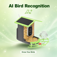 Caméra de surveillance intelligente pour mangeoire à oiseaux 4MP WiFi avec reconnaissance d'oiseaux par IA, alimentation solaire, vision nocturne et stockage cloud, à suspendre