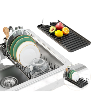 Estante de Almacenamiento Metálico Expandible de 2 Niveles, Plegable, Independiente, Organizador de Cocina para Platos y Tazones, Almacenamiento para Sala de Estar - Product Image 1