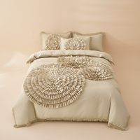 Parure de lit nordique 3 pièces, housse de couette et taies d'oreiller, motif floral 3D, parure de lit douce pour la peau, motif floral
