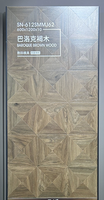 Carrelage en porcelaine effet bois foncé moderne 600x1200mm, motif parquet géométrique carré, finition mate antidérapante pour chambre à coucher