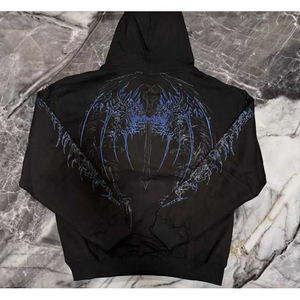 Sudadera con capucha larga para hombre, estilo streetwear gótico Harajuku, con estampado de calavera oscura, diseño de marca, holgada y con cuello con capucha - Product Image 6