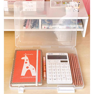 A4 document <b>storage</b> <b>box</b>, transparent double-clasp plastic <b>file</b> <b>box</b>, waterproof and dustproof, for household registration books, - Product Image 4