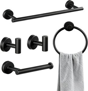 Juego de 5 Accesorios de Baño, Toallero de Pared Negro de 16 Pulgadas, para Proyectos de Renovación del Baño del Hogar - Product Image 1