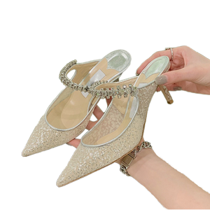 Mules à talons hauts en cuir verni pour femme Muller Shoes 2025 – Sandales d'été à bout pointu, demi-chaussons, semelle intermédiaire en caoutchouc - Product Image 1