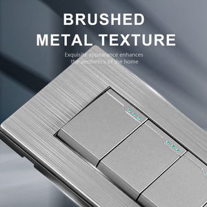 แผงสแตนเลส สวิตช์ไฟฟ้าแบบกด 3 ช่อง 1 ช่อง มาตรฐานอเมริกาใต้ สวิตช์แบบร็อคเก็ต - Product Image 5