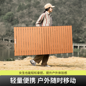 Outdoor Folding Table Aluminum Carbon Steel Rectangular Trestle Base 120x59x45cm Portable Camping Picnic Equipment - Product Image 3